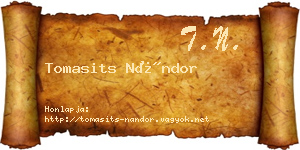Tomasits Nándor névjegykártya
